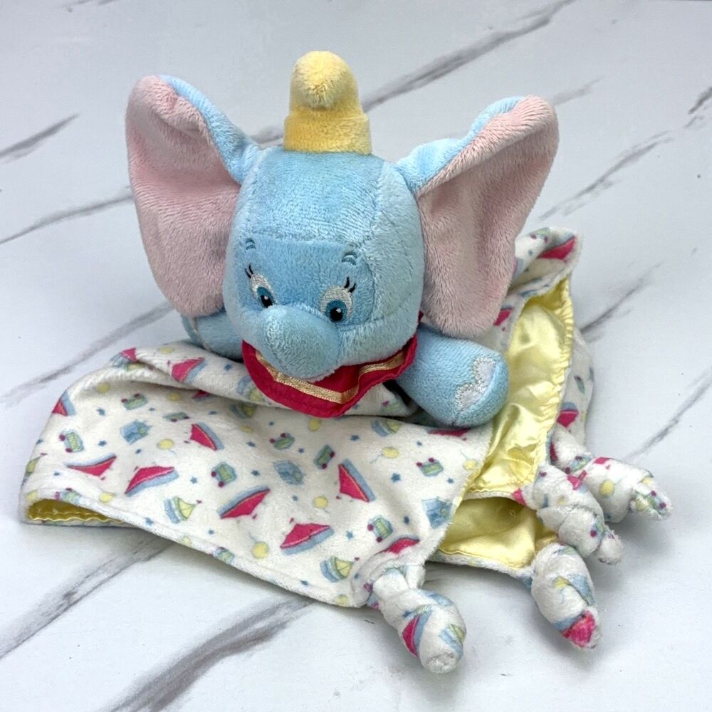 Disney Baby Dumbo Elephant Circus Knot Yellow Satin Plush Baby Security Blanket